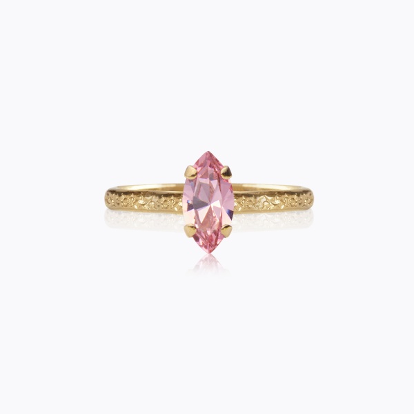 Caroline Svedbom Gold Petite Navette Ring - Light Rose